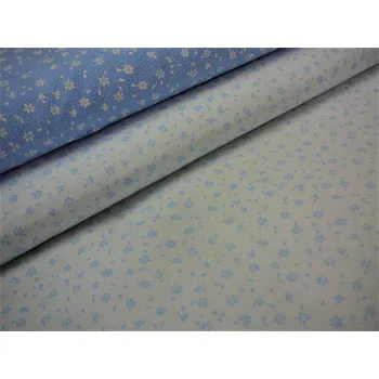 Bavlněná česká látka šíře 160cm - sv. modrá kytička na bílé (50cm)