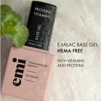 Lak na nehty emi E.MiLac Base Gel Hema Free, 9 ml - Podkladová báze bez HEMA