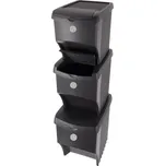 Černé plastové odpadkové koše v sadě 3 ks 3x22 l na tříděný odpad – Orion ID_1788998