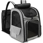 KONO Dogat 2441 Batoh pro psy, kočky a malá zvířátka Šedý rozšiřitelný