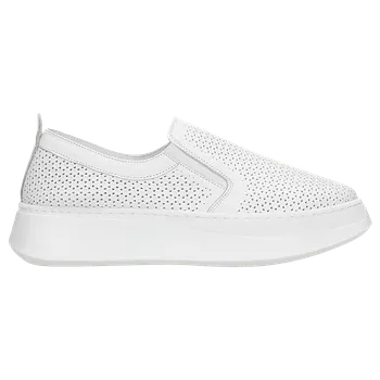 Dámské polobotky Bílé Dámské Slip-On Polobotky Z Lícové Kůže Wojas 4633859 40