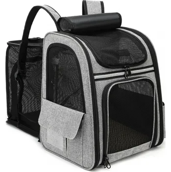 KONO Dogat 2441 Batoh pro psy, kočky a malá zvířátka Šedý rozšiřitelný