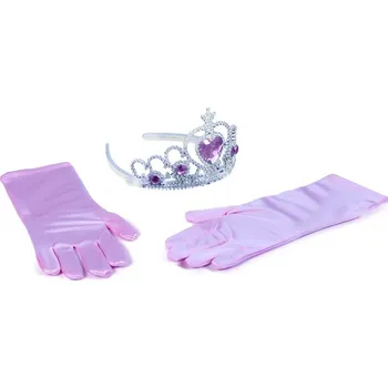 Karnevalový kostým Sada princezna rukavice s korunkou - růžová