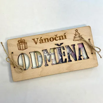 Vánoční ODMĚNA - dřevěné přání na bankovky Nápis: Standard - bez vlastního jména