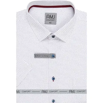 Pánská košile Pánská košile AMJ s krátkým rukávem Comfort slim VKSBR 1357 bílo-navy velikost 41