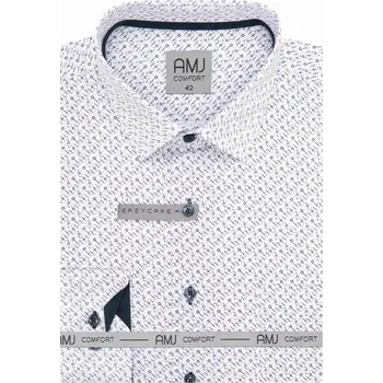 Pánská košile Pánská košile s dlouhým rukávem AMJ Comfort VDBR 1400 bílo-navy velikost 45