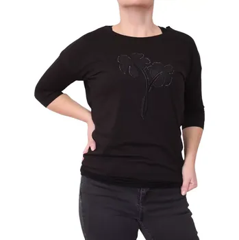 Dámské tričko Dámské tričko LaVita s 3/4 rukávem černé velikost S/M