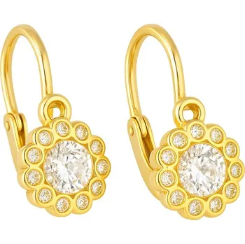 Náušnice Zlaté 585/1000 náušnice kytičky s bílými zirkony 6040W