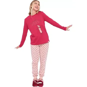 Dámské pyžamo Hřejivé dámské pyžamo Muydemi 290035 cherry velikost XL