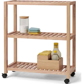 regál 691133 - Tchibo - Regál z masivního dřeva na kolečkách - barva: hnědá