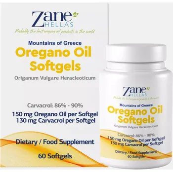 Přírodní produkt Zane Hellas ultra silný divoký oreganový olej 86-90 % Carvacrol v kapslích