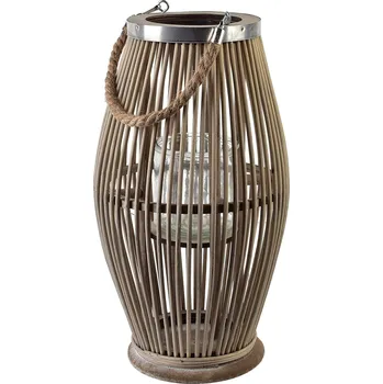 Svícen Proutěná lucerna LUCIE Grey 22x40 cm šedá