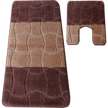 Koupelnová předložka Protiskluzová koupelnová předložka Sariyer hnědá - set