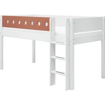 Dětská postel Flexa Zvýšená postel Flexa - White s rovným žebříkem (bílá/rumělková)