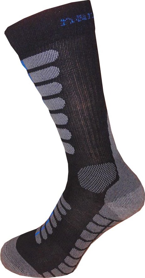 SPECIÁLNÍ MOTO VYSOKÉ ponožky se stříbrem nanosilver - M 39/42 - černá/modrá