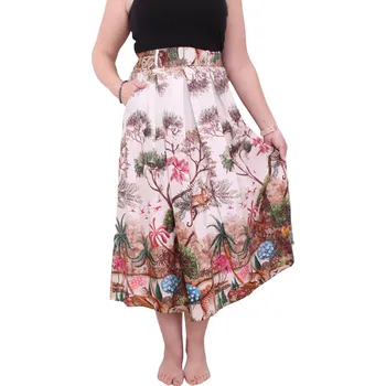 Dámská sukně Dlouhá designová sukně U9062 tygr zelená velikost M