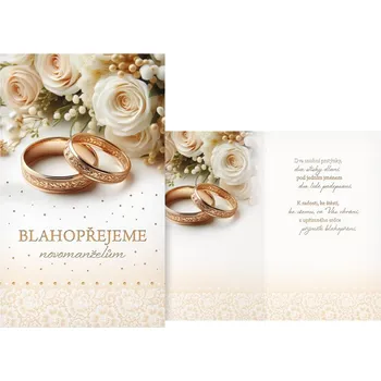 Přání svatební - Zlaté prsteny