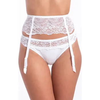 Souprava dámského spodního prádla Bílý podvazkový pás Fantasy 15855 velikost S