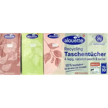 ALOUETTE Recyklační ekologické kapesníky 4vrstvé, 15x10 ks