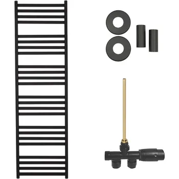 Radiátor CERANO - Koupelnový radiátorový set Fulgiduson - ústřední výtápění - boční jednobodové připojení - 765W - černá matná - 1800x530 mm