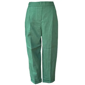 Needo Lněné kalhoty zelené uni