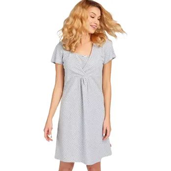 Dámská noční košile Noční košile vhodná i na kojení Muzzy Puntík šedá velikost M