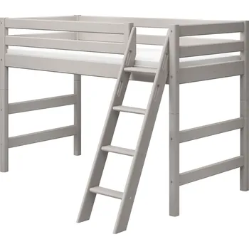 Dětská postel Flexa Polovysoká postel Flexa - Classic s šikmým žebříkem (borovice šedá)