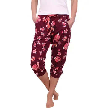 Dámské kalhoty Dámské domácí 3/4 kalhoty Pleas 179746 vínové velikost L