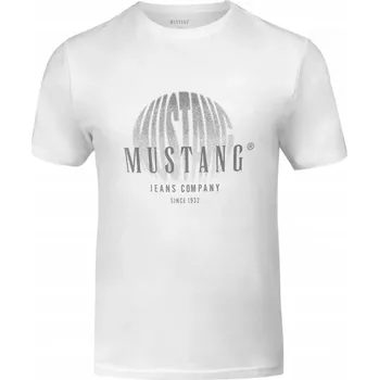 Pánské tričko Bavlněné tričko s krátkým rukávem pro muže Mustang 4241-2100 bílé velikost M