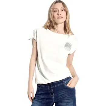 Dámské tričko Dámské tričko Cecil s dekorativními rameny 321534 bílá perla velikost S