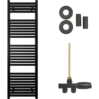 Radiátor CERANO - Koupelnový radiátorový set Donovan - ústřední výtápění - boční jednobodové připojení - 477W - černá matná - 1600x500 mm