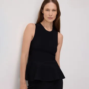 Dámské tričko Reserved - Halenka s volánovým lemem - černý - YR628-99X - YR628-99X-M