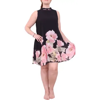 Dámské šaty Černé plisované šaty bez rukávů 6518 velikost M