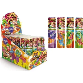 Bonbon Candy sprej 25 ml SUPER HEROES - tekuté bonbóny (balení 24 ks) (Bonbónový sprej / 4 příchutě)