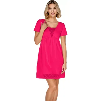 Dámské noční prádlo Krajková dámská noční košile s krátkým rukávem Timo 369842 fuchsia velikost M