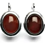 Zlaté náušnice,bílé i žluté zlato, přírodní červený achát - NK 1453 (červený achát 10x8 mm)