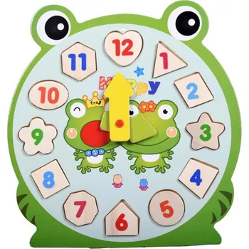 Puzzle Skládačka hodiny dřevěná žabka