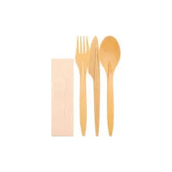 Příbor SET 3 příbory(vidlička/nůž/lžíce)+ubrousek (WPC) EKO dřevo/plast, 250 setů