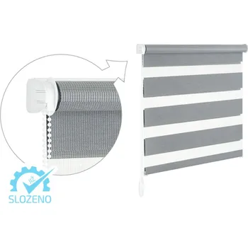 Roleta ZEBRA-SHOP Roleta DEN A NOC / KOMPLET / PREMIUM / ŠEDÁ / BH 190 Výška: 150, Šířka: 37, Strana ovládání: vlevo