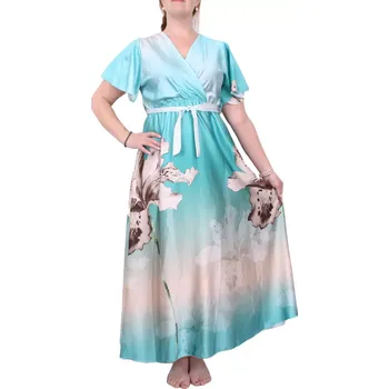 Dámské šaty Dlouhé saténové šaty 19090 mint velikost M/L