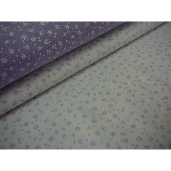 Bavlněná česká látka šíře 160cm - lila fialová kytička na bílé (50cm)