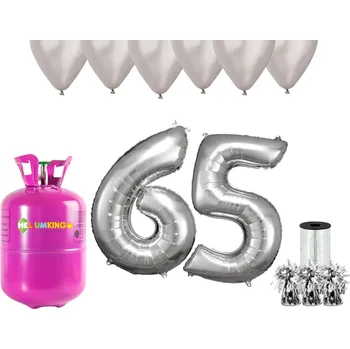 Helium do balónku HeliumKing Helium párty set na 65. narozeniny se stříbrnými balóny