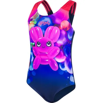 Dívčí plavky Speedo Shimmer Bounce Essential Applique - navy/pink