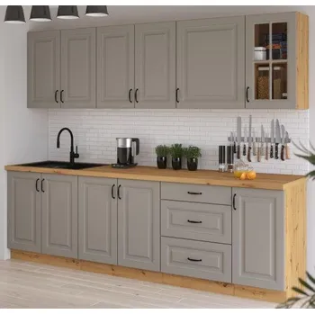 Kuchyňská linka Kuchyňská linka STILO, artisan/claygrey MDF, sestava E, vitrína, 260 cm