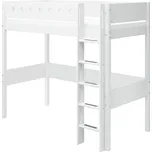 Flexa Vysoká postel Flexa - White s rovným žebříkem (bílá)