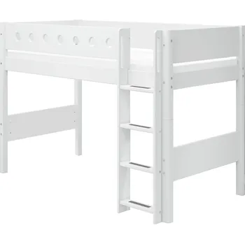 Dětská postel Flexa Polovysoká postel Flexa - White s rovným žebříkem (bílá)