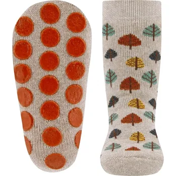 Ewers Stoppersocken GOTS Bäume dkl beige mel