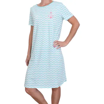 Dámské noční prádlo Dámská noční košile s krátkým rukávem Pleas 181654 tyrkys velikost M