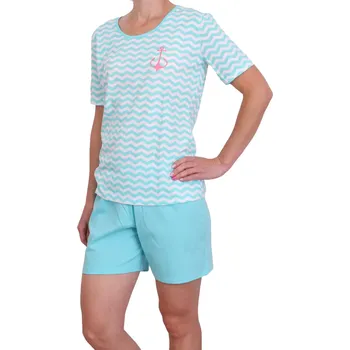 Dámské pyžamo Dámské pyžamo s kraťasy Pleas 181658 tyrkys velikost S