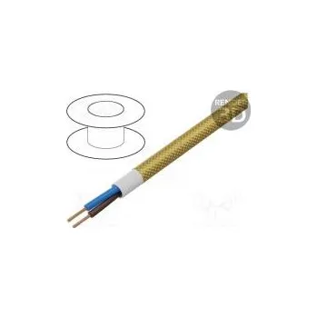 elektrický kabel Vodič H03VV-F,OMY kulatý lanko Cu 2x0,75mm2 textilní zlatá
